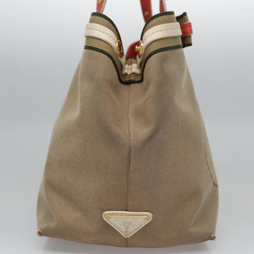 PRADA Tote Bag Canvas Beige Auth BD737 - Picture 5 of 16